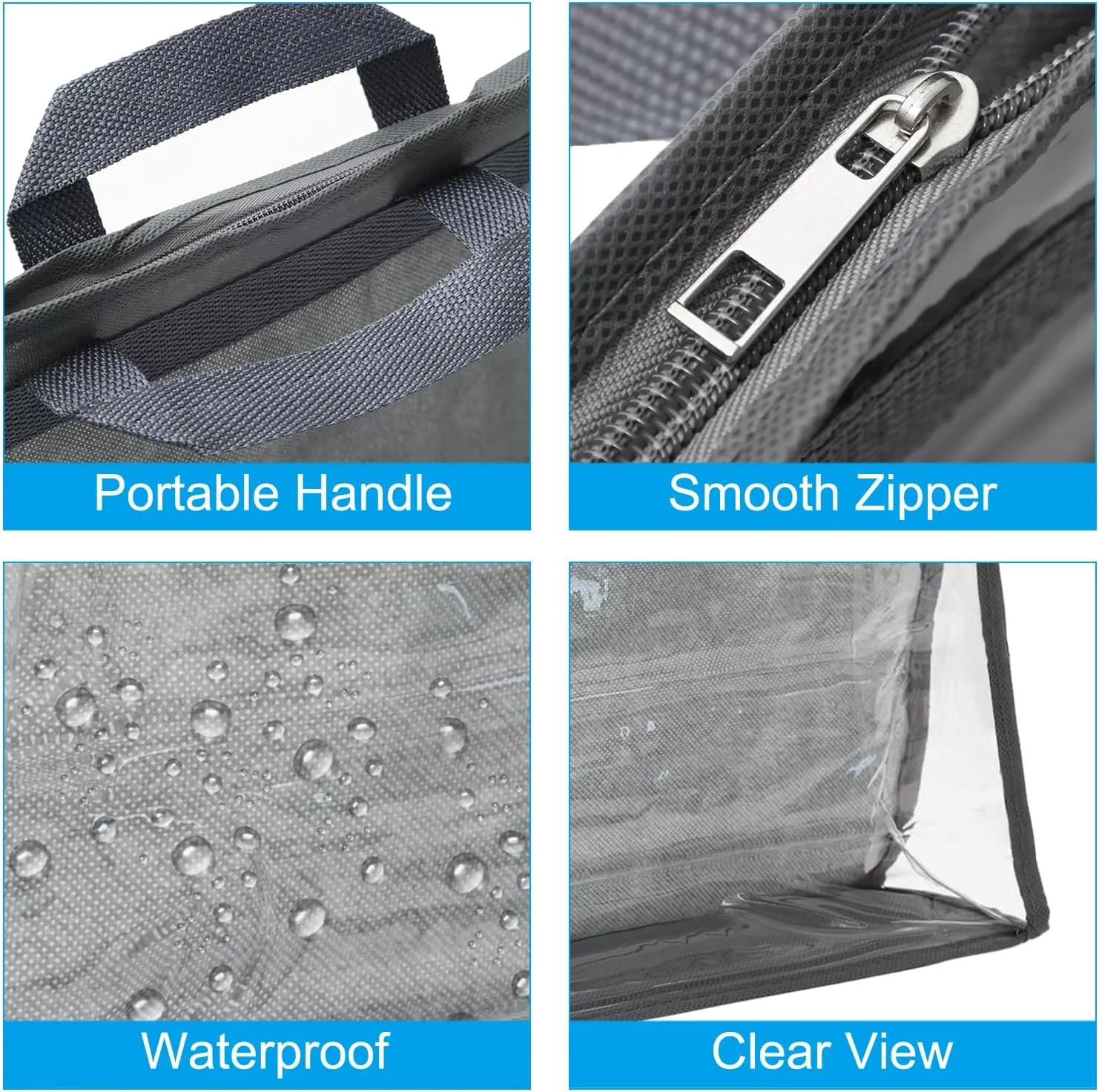 PATIKIL Handbag Dust Bags, Clear Purse Storage Organizer XL Size PVC Dustproof Handbag Cover Transparent Purse Protector, Gray