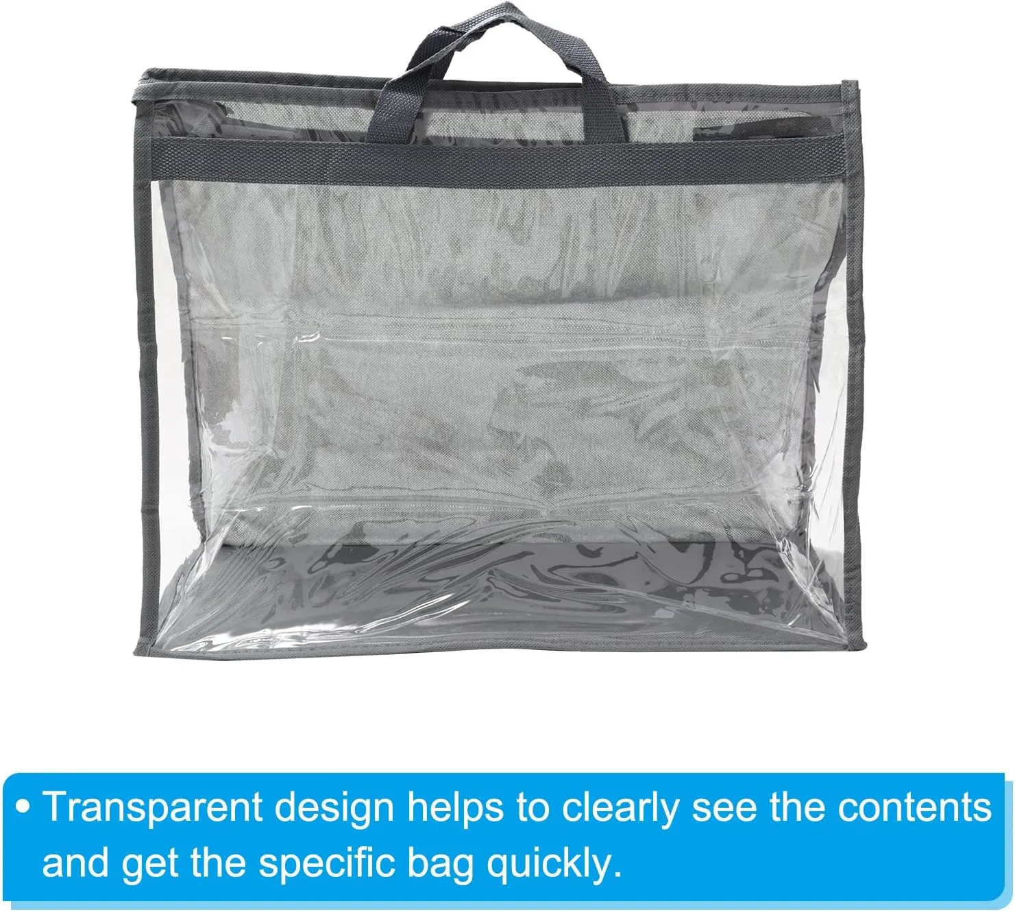 PATIKIL Handbag Dust Bags, Clear Purse Storage Organizer XL Size PVC Dustproof Handbag Cover Transparent Purse Protector, Gray
