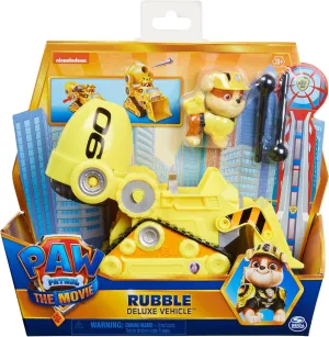 Paw Patrol, Rubble’s Deluxe Movie Transforming Toy Car with Collectible Action Figure, Kids’ Toys for Ages 3 and up