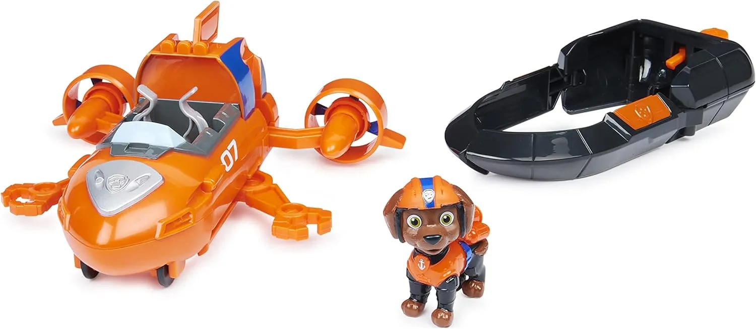 Paw Patrol, Zuma’s Deluxe Movie Transforming Toy Car with Collectible Action Figure, Kids Toys for Ages 3 and up