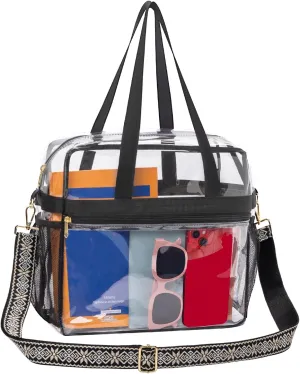 Paxiland Clear Bag for Stadium Events 12x6x12, Clear Tote Bag with Reinforced Strap, Transparent Bag for Sports Concert