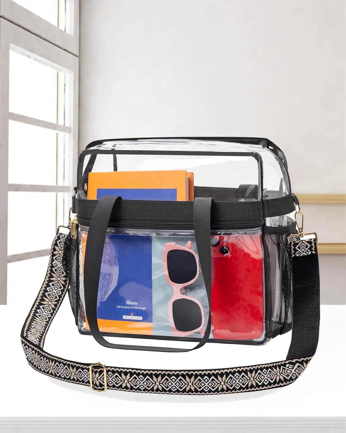 Paxiland Clear Bag for Stadium Events 12x6x12, Clear Tote Bag with Reinforced Strap, Transparent Bag for Sports Concert