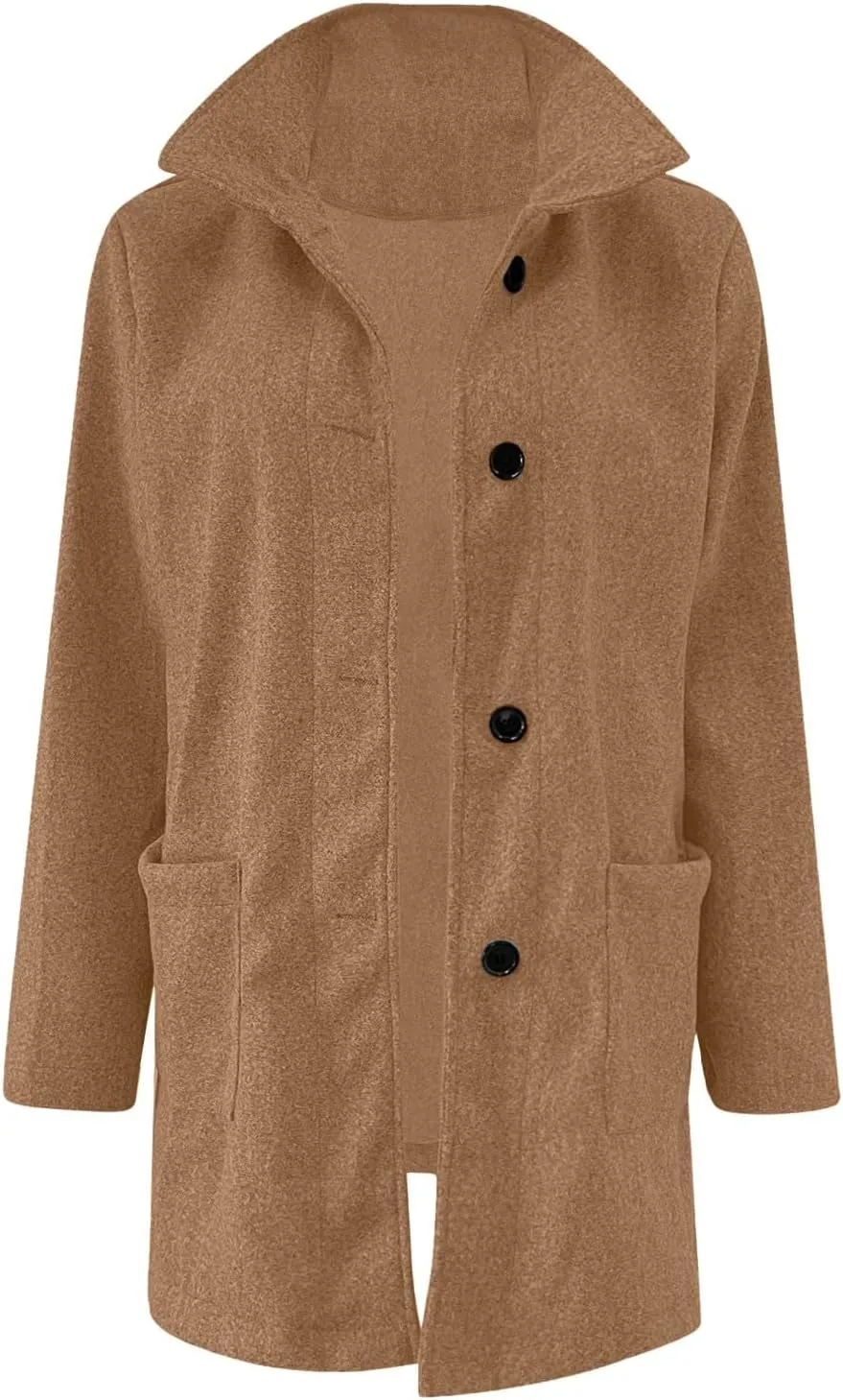 Pea Coats for Women Winter Stand Collar Wool Long Trench Coats Casual Single Breasted Blazer Thicken Peacoat Jackets