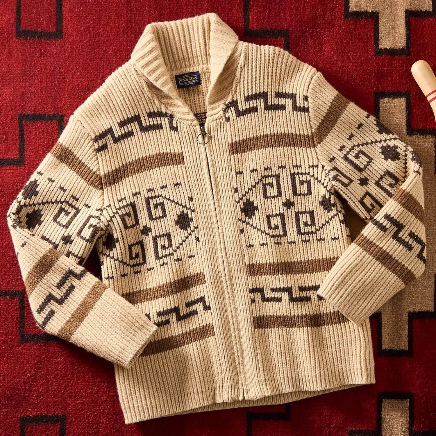 PENDLETON The Original Westerley, Cardigan Sweater with Zipper, 100% Virgin Wool