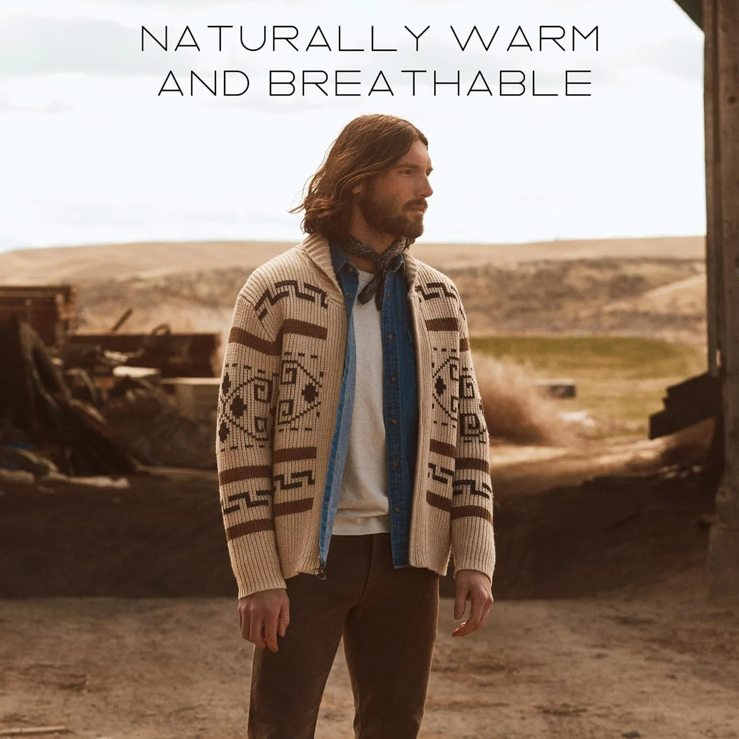 PENDLETON The Original Westerley, Cardigan Sweater with Zipper, 100% Virgin Wool