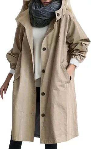 PeQAQ Women's Trench Coat Long Double-Breasted Fall Fashion Windbreaker Jackets 2023 Classic Lapel Slim Overcoat Outerwear