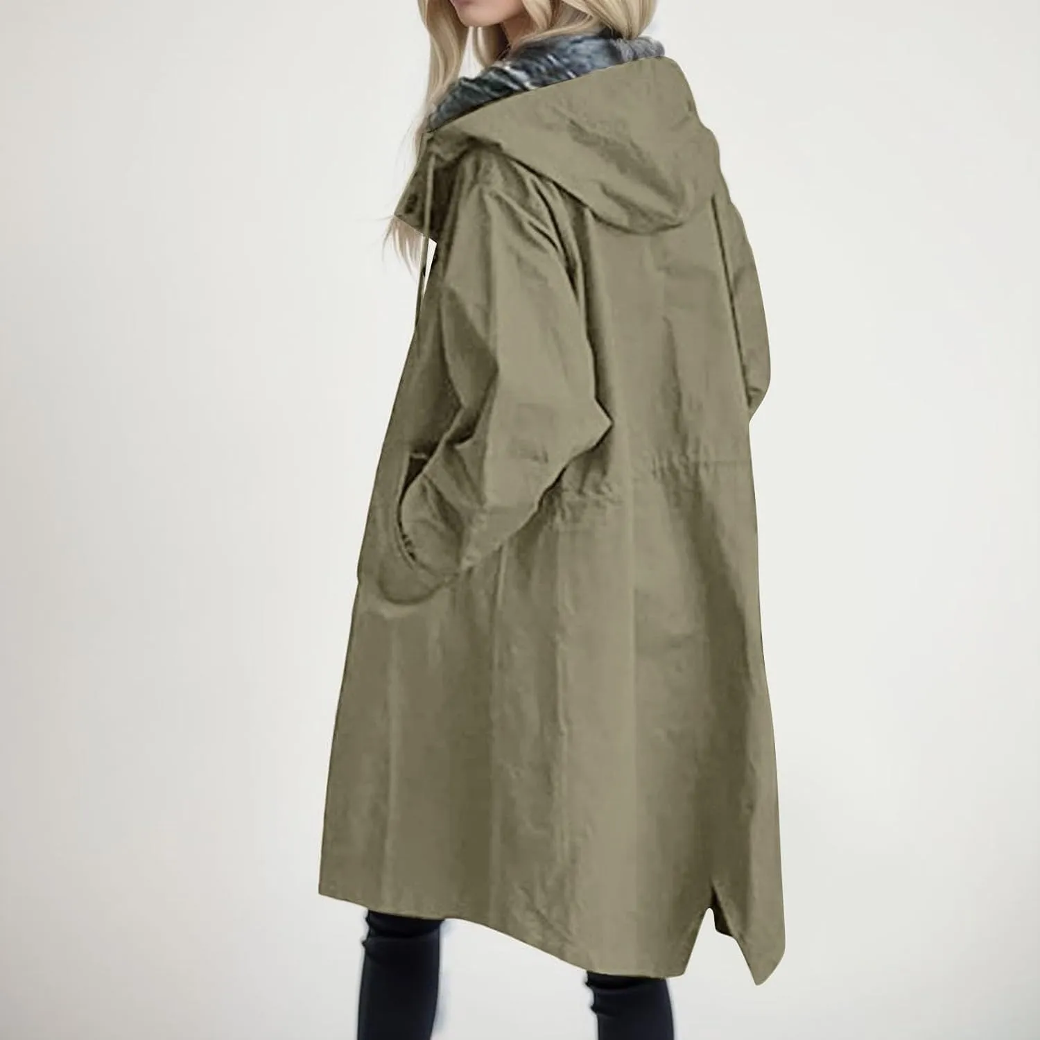 PeQAQ Women's Trench Coat Long Double-Breasted Fall Fashion Windbreaker Jackets 2023 Classic Lapel Slim Overcoat Outerwear