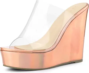 Perphy Platform Heel Sandals Clear Wedges for Women