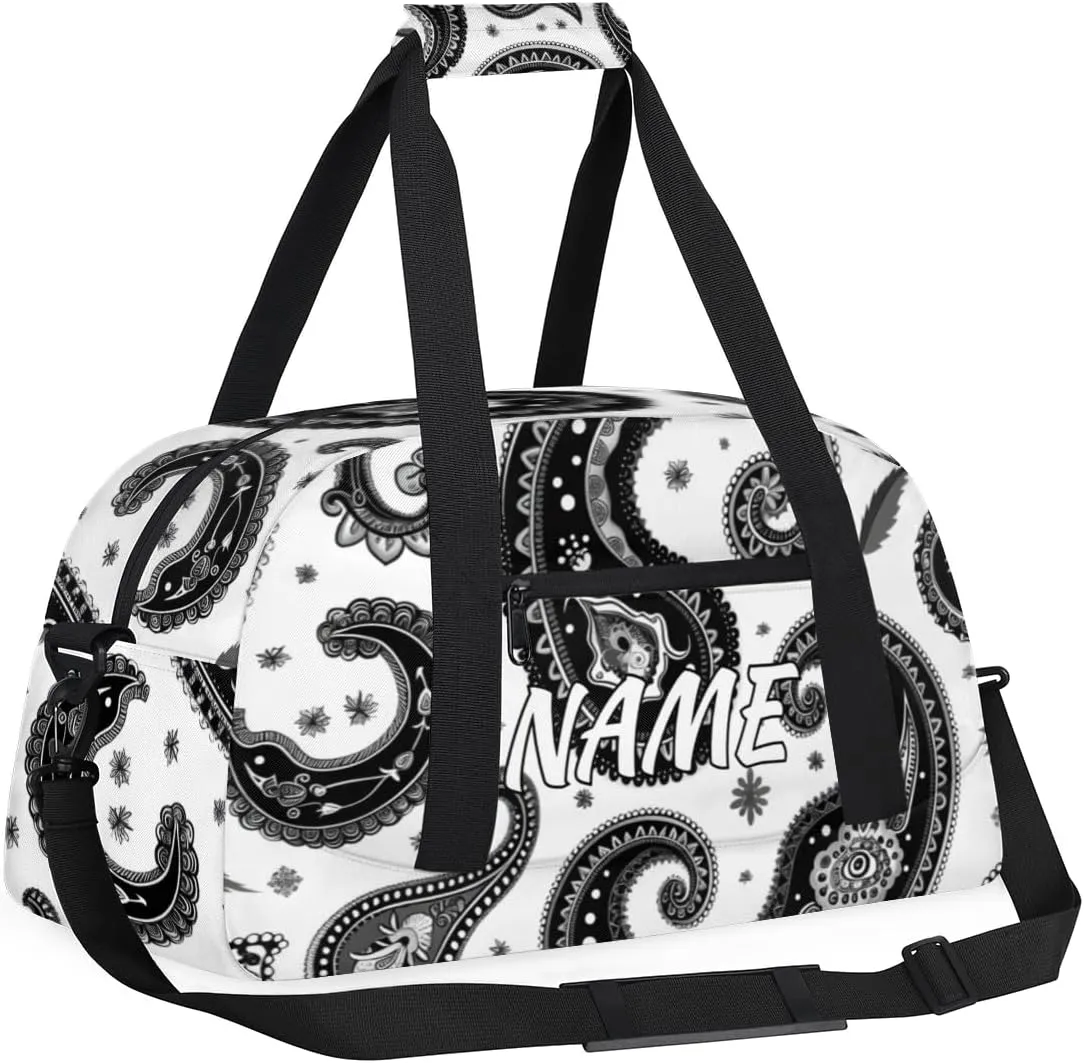 Personalized Custom Gym Bag for Women Men Carry on Geometric Shape Travel Duffel Tote Boho Abstract Overnight Workout Weekender Bag