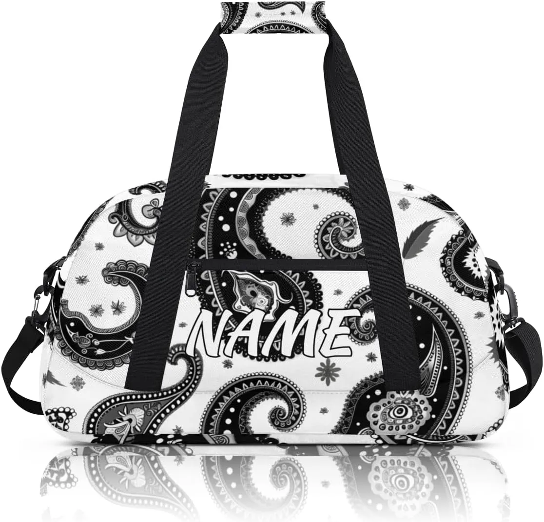 Personalized Custom Gym Bag for Women Men Carry on Geometric Shape Travel Duffel Tote Boho Abstract Overnight Workout Weekender Bag