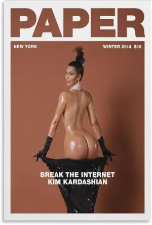 PFFLKPL Kim Kardashian Magazine Canvas Poster Bedroom Decor Sports Landscape Office Room Decor Gift Unframe-style24x36inch(60x90cm)