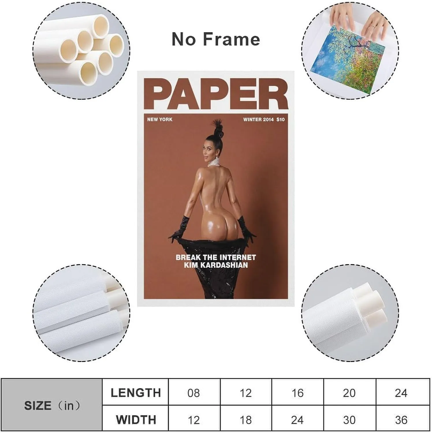 PFFLKPL Kim Kardashian Magazine Canvas Poster Bedroom Decor Sports Landscape Office Room Decor Gift Unframe-style24x36inch(60x90cm)
