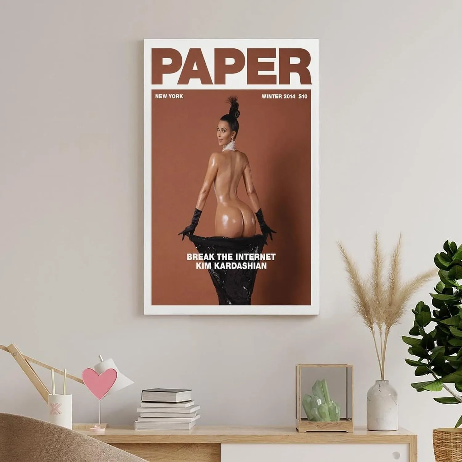 PFFLKPL Kim Kardashian Magazine Canvas Poster Bedroom Decor Sports Landscape Office Room Decor Gift Unframe-style24x36inch(60x90cm)