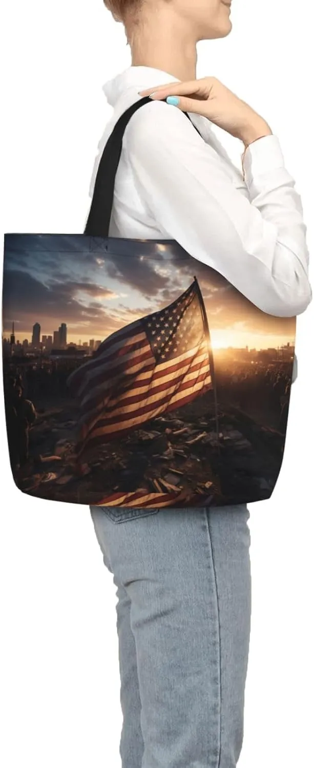 Pigment Print Tote Bag Shoulde Bag Handbag Grocery Bags Reusable For Office Shopping Travel Casual Work Holiday