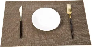 Place Mmats for Table，Placemats, Placemats Modern Non Slip Heat-Resistant Placemats for Dining Table Set of 6,Easy to Clean,Eco Friendly Washable Kitchen Dinner Mats,Rectangle Table Mats(Brown)