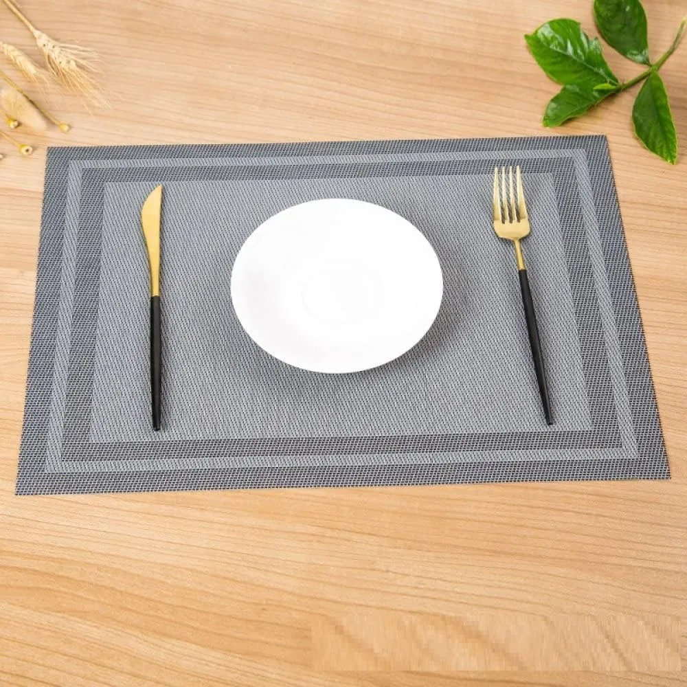 Place Mmats for Table，Placemats, Placemats Placemats for Dining Table Set of 6,Easy to Clean,Non Slip Heat-Resistant Washable Kitchen Dinner Mats,Rectangle Wipeable Table Mats(Gray)