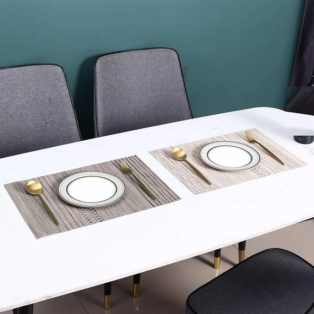 Place Mmats for Table，Placemats, Placemats Placemats for Dining Table Set of 6,Heat-Resistant Washable Kitchen Dinner Mats,Non-Slip Easy to Clean,Table Mats(Gray)