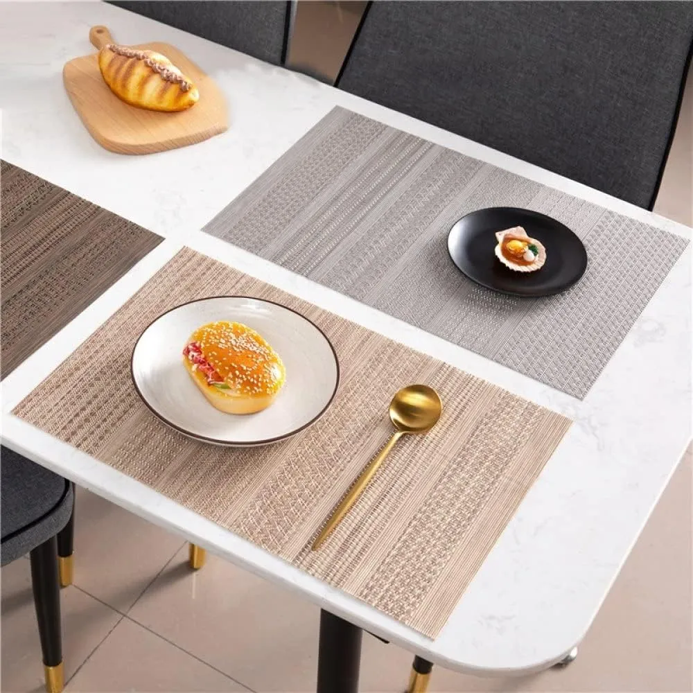 Place Mmats for Table，Placemats, Placemats Placemats for Dining Table Set of 6,Heat-Resistant Washable Kitchen Dinner Mats,Non-Slip Easy to Clean,Table Mats(Gray)