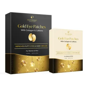 PLANTIFIQUE Gold Under Eye Patches for Puffy Eyes and Dark Circles 20 5 Pairs Under Eye Masks for Dark Circles and Puffiness Eye Gels with Collagen & Caffeine Anti Aging Gold Eye Mask Skincare