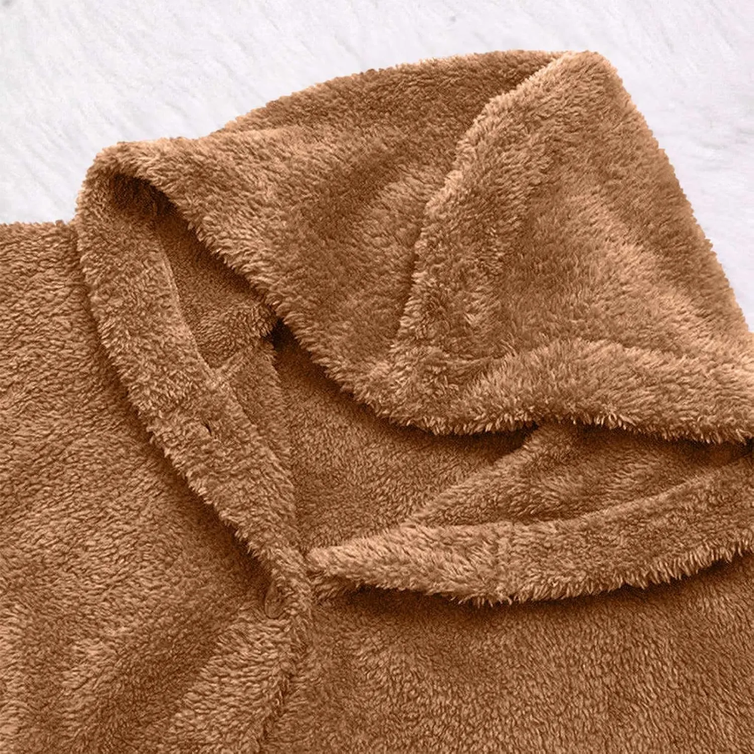Plus Size Sherpa Tops For Women Casual Loose Button Down Hooded Fuzzy Fleece Jackets Warm Winter Loungewear