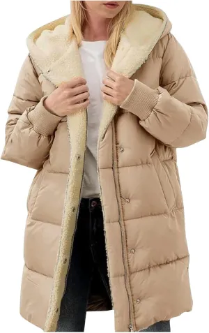 Plus Size Winter Coats for Women Sherpa Lined Fleece Long Puffer Jacket Thickened Casual Zip Up Parka Jacket