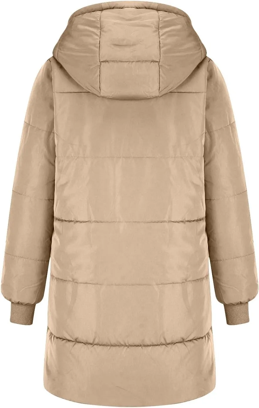 Plus Size Winter Coats for Women Sherpa Lined Fleece Long Puffer Jacket Thickened Casual Zip Up Parka Jacket