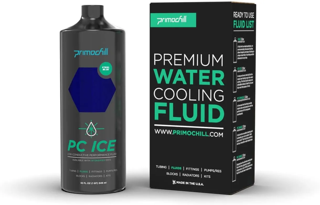 PrimoChill Ice - Low-Conductive Computer Watercooling Fluid (32 oz.) - Steel Blue