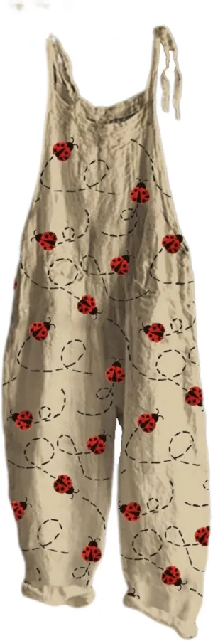 Printed Overalls for Women 2025 Casual One Piece Summer Sleeveless Jumpsuits