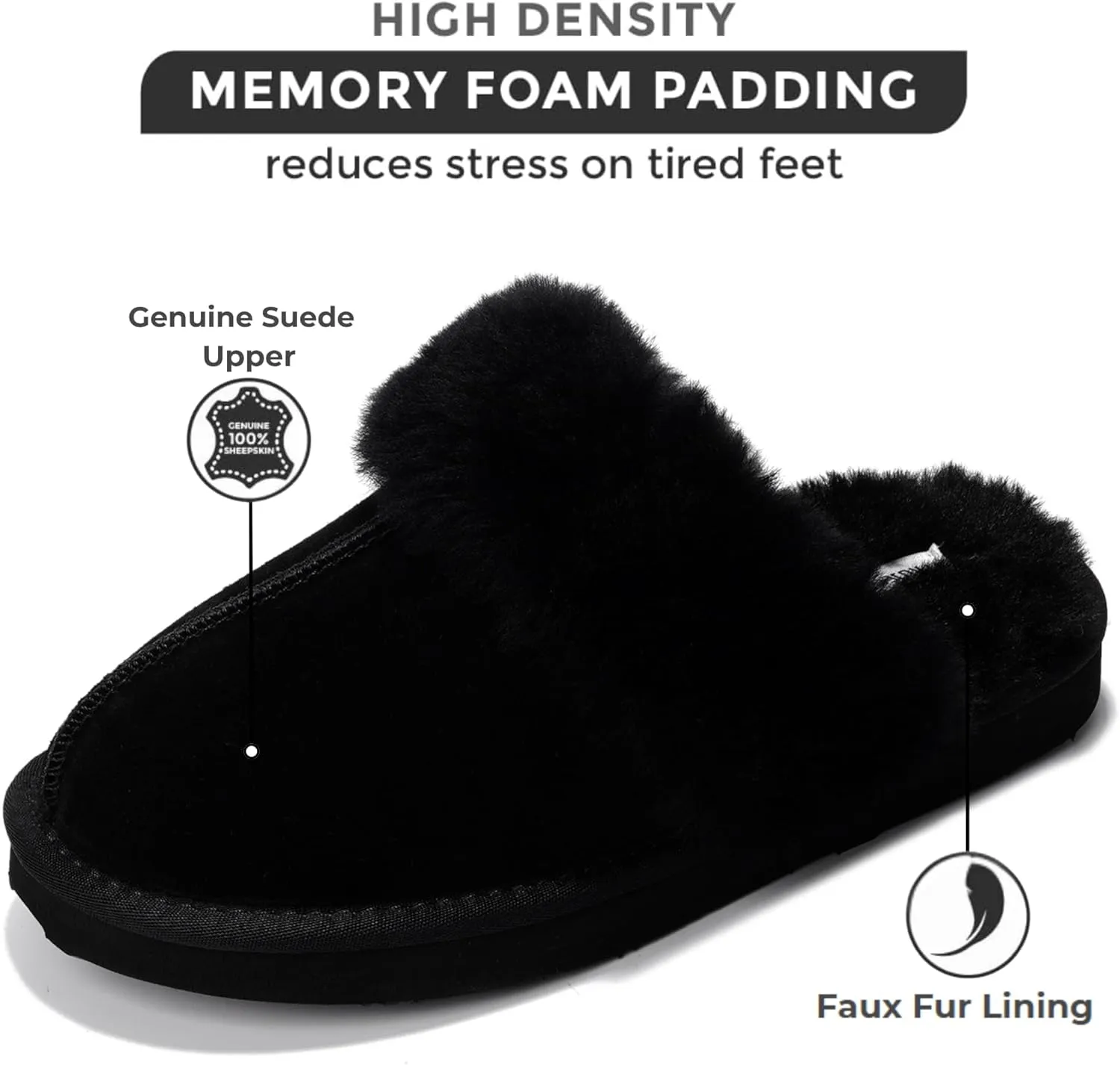 Project Cloud Shearling Slippers for Women Footwear - Genuine Suede Clogs Non-Slip Indoor/Outdoor Scuff Womens Slippers with Memory Foam Insole (Henka)