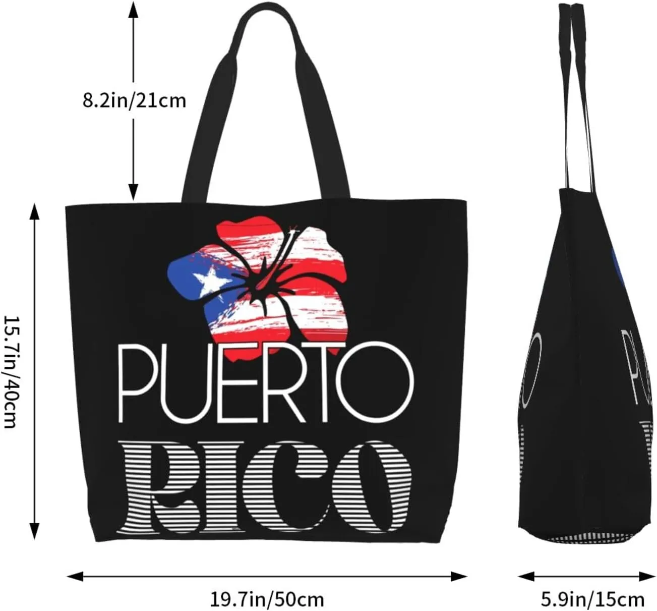 Puerto Rico Palm Trees Boricua Pride Women's Tote Bag Large Capacity Single Shoulder Bags Handbag for Shopping Work