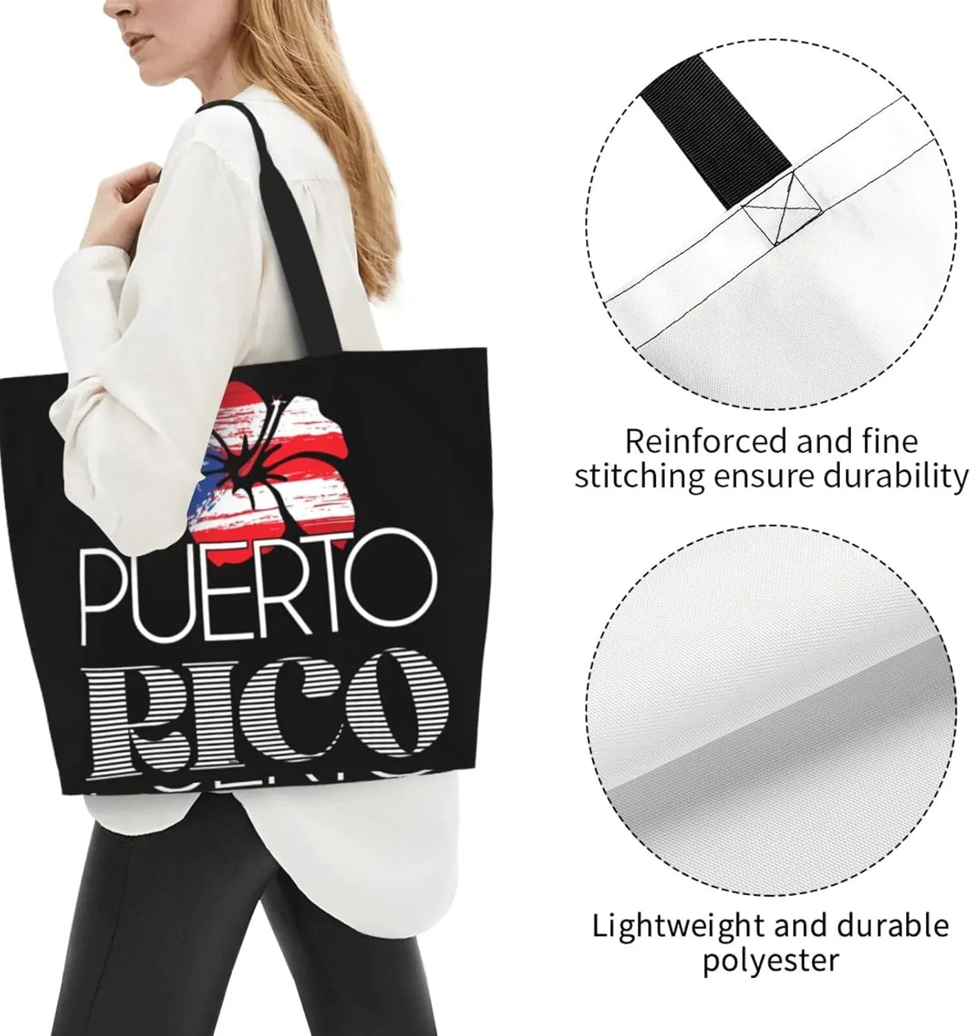 Puerto Rico Palm Trees Boricua Pride Women's Tote Bag Large Capacity Single Shoulder Bags Handbag for Shopping Work