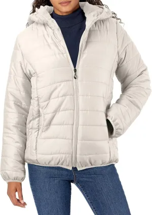 Puffer Jacket Womens Women's Quilted Lightweight Jackets Travel Full Zip Long Sleeve Puffy Coat with Hood Fall Casual