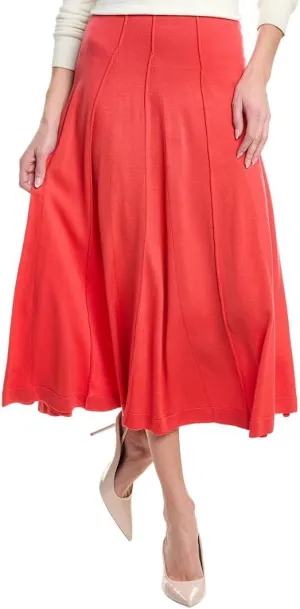 Pull-On Godet Knit Wool Skirt