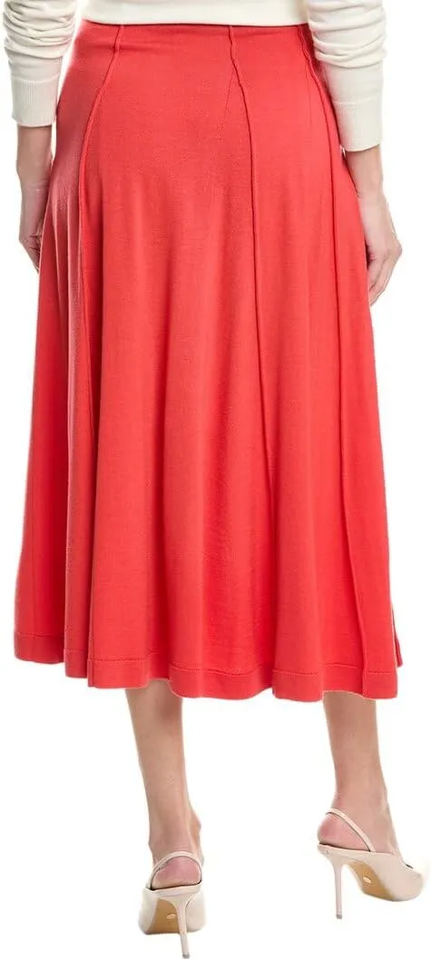 Pull-On Godet Knit Wool Skirt