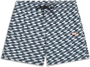 PUMA Mens Printed 5.5 Inch Swim Trunk Shorts Casual Swimwear Casual - Black - Size S