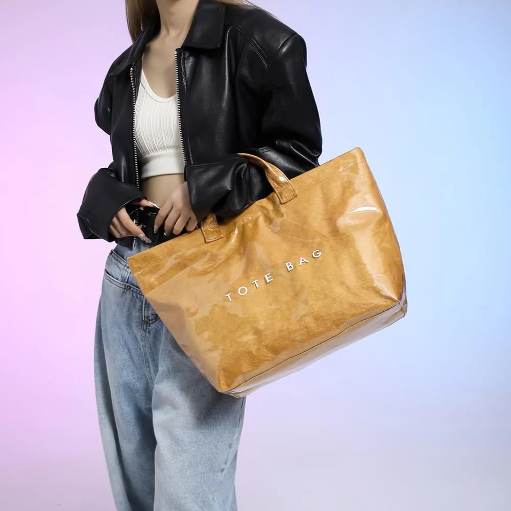 PVC The Tote Bag for Women - Plastic Large Tote Bag Hobo Handbag Letters Print Ladies Clear Top Handle Bag