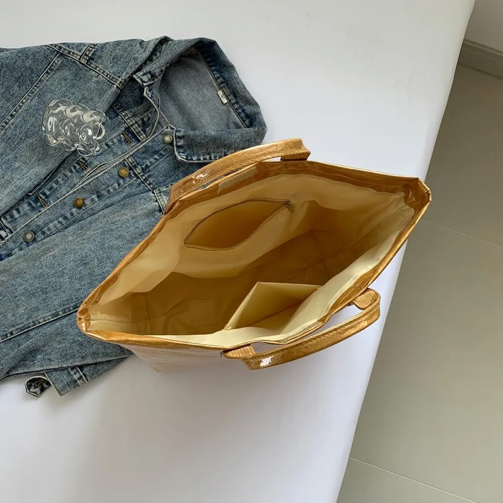 PVC The Tote Bag for Women - Plastic Large Tote Bag Hobo Handbag Letters Print Ladies Clear Top Handle Bag