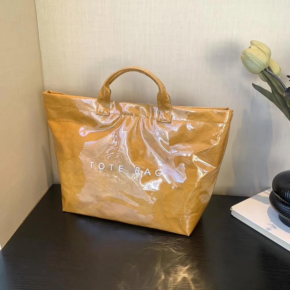 PVC The Tote Bag for Women - Plastic Large Tote Bag Hobo Handbag Letters Print Ladies Clear Top Handle Bag