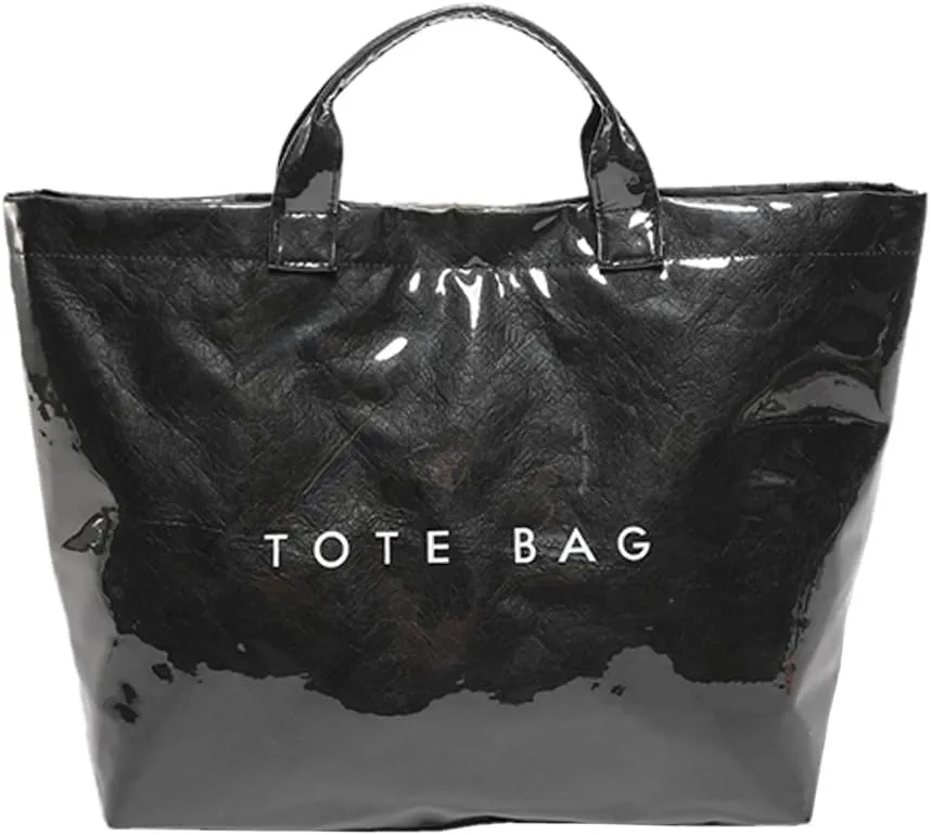PVC The Tote Bag for Women - Plastic Large Tote Bag Hobo Handbag Letters Print Ladies Clear Top Handle Bag