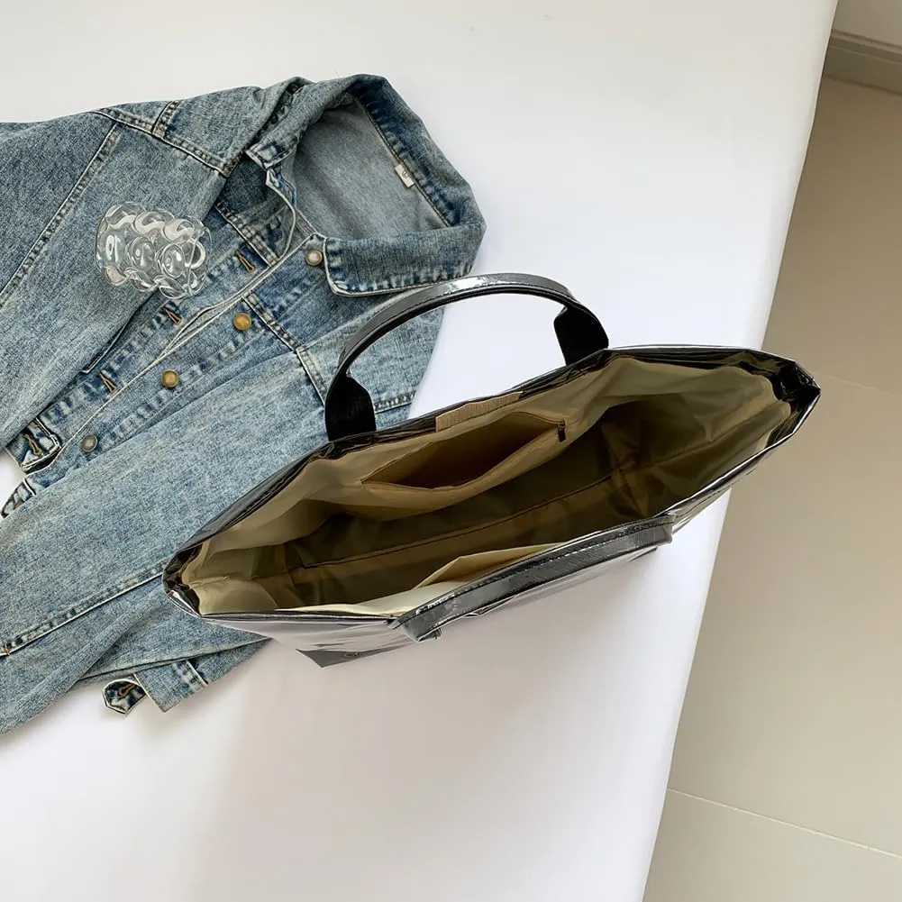 PVC The Tote Bag for Women - Plastic Large Tote Bag Hobo Handbag Letters Print Ladies Clear Top Handle Bag