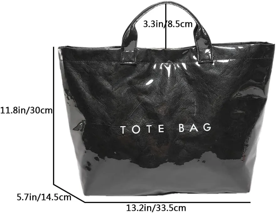 PVC The Tote Bag for Women - Plastic Large Tote Bag Hobo Handbag Letters Print Ladies Clear Top Handle Bag
