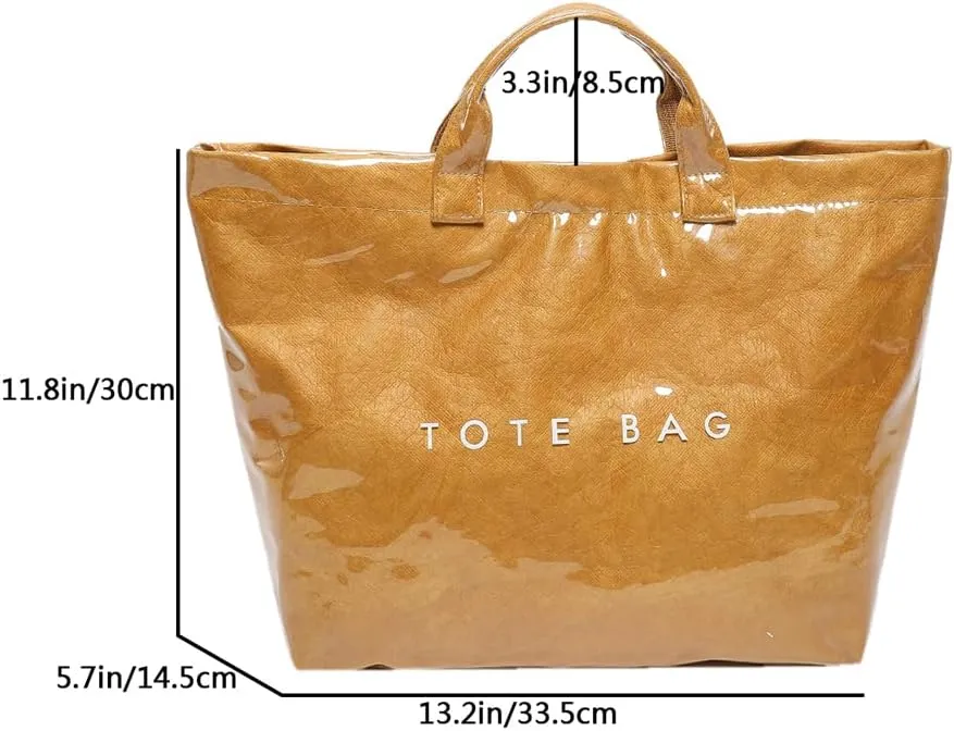 PVC The Tote Bag for Women - Plastic Large Tote Bag Hobo Handbag Letters Print Ladies Clear Top Handle Bag