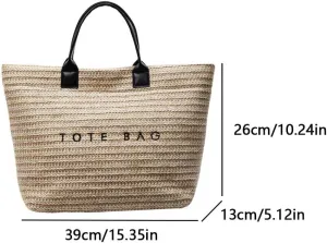 PVC Tote Bag for Women Plastic Straw Tote Bag Large Letters Print Handbag