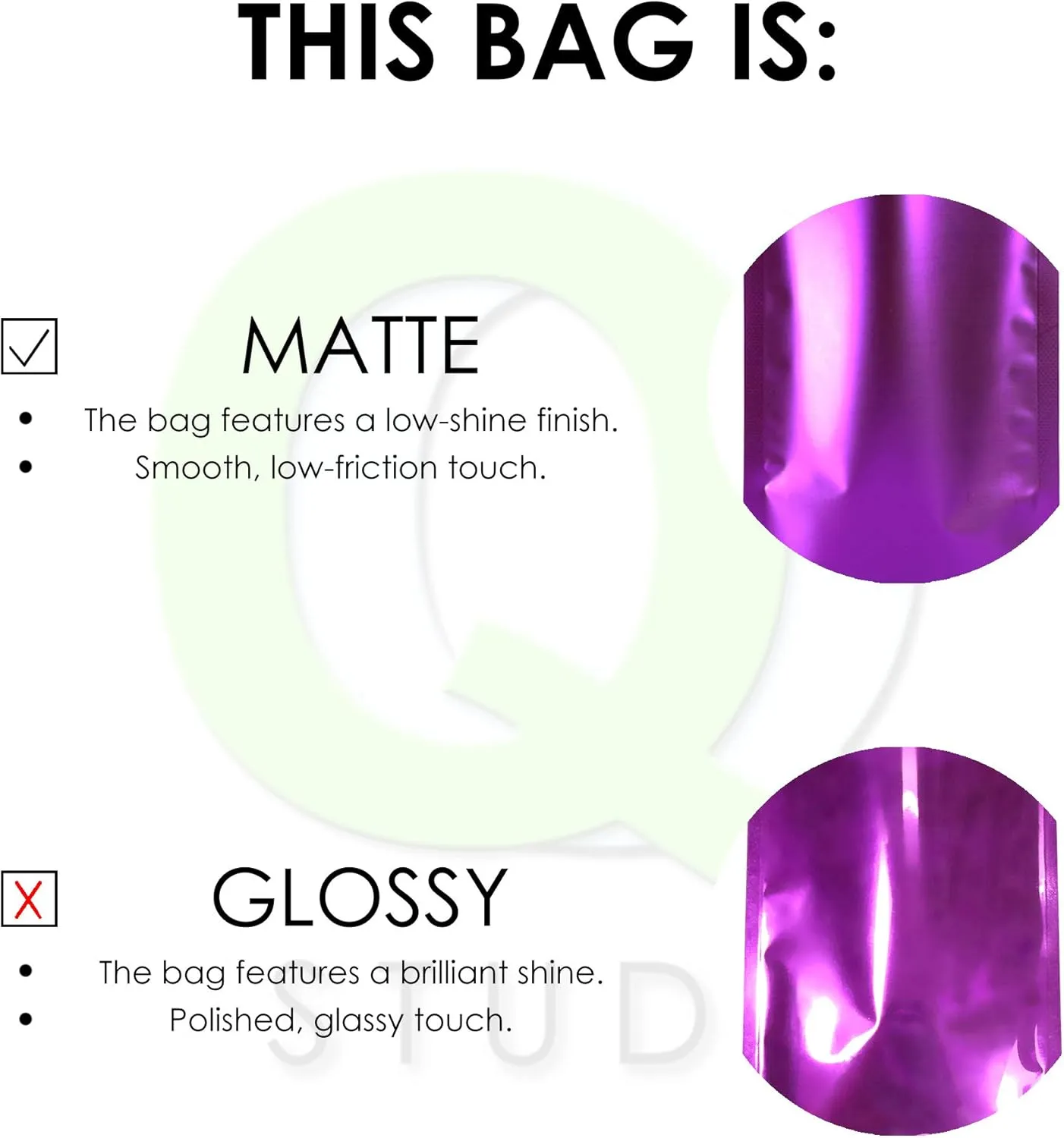 QQ Studio 100PCS Matte Double-Sided Colored Stand-Up Resealable QuickQlick™ Bags (12x18cm (4.7x7.1"), Silver)