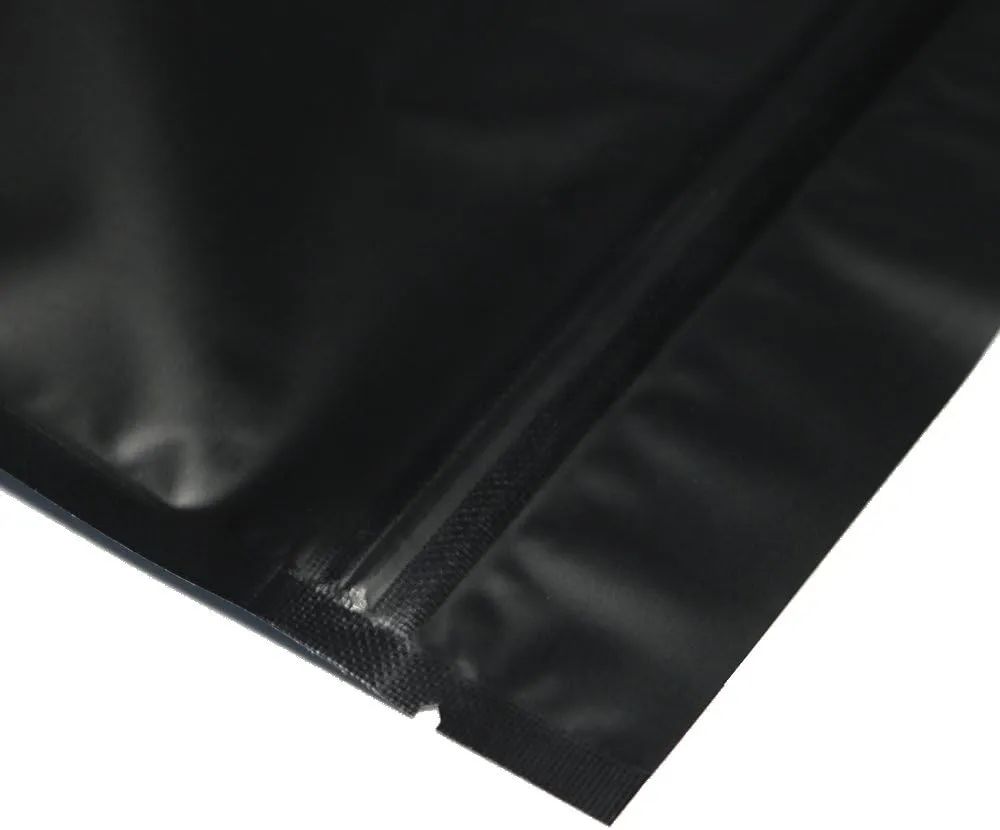 QQ Studio 100PCS Matte Double-Sided Colored Stand-Up Resealable QuickQlick™ Bags (16x22cm (6.3x8.6"), Black)