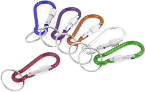 Qtqgoitem Colorful Spring Loaded Gate Aluminum Locking Key Ring Carabiner Hooks 6pcs (Model: f97 d23 b6e 725 d5f)