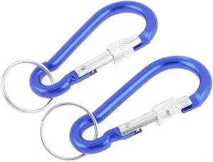 Qtqgoitem Travelling Lockable Blue Aluminum Lock Gate Keyring Carabiner Hooks 2pcs (Model: 670 9fd 692 ffd add)