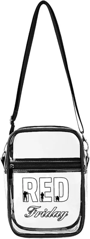 R.E.D Remember Everyone Deployed Red Friday 1 Clear Stadium Crossbody Bag Small Shoulder Purse Adjustable Strap Handbag for Women Men