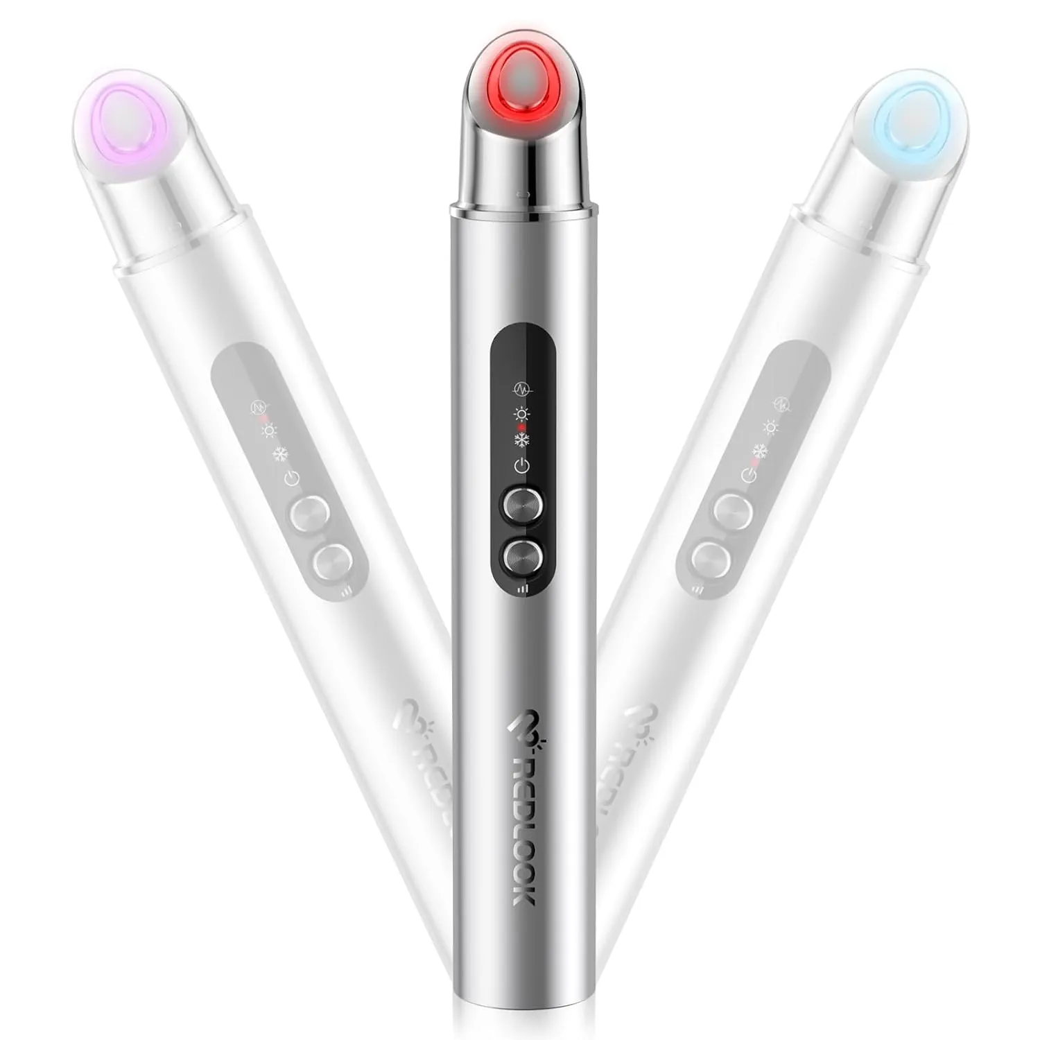 REDLOOK Depuffing Wand - Multi-Mode Cold & Heat Eye with Massager,At Home Face Roller Tool, Beauty Wand for Puffiness Reduction, Dark Circles, and Let The Skin Be Full of Radiance - Silver