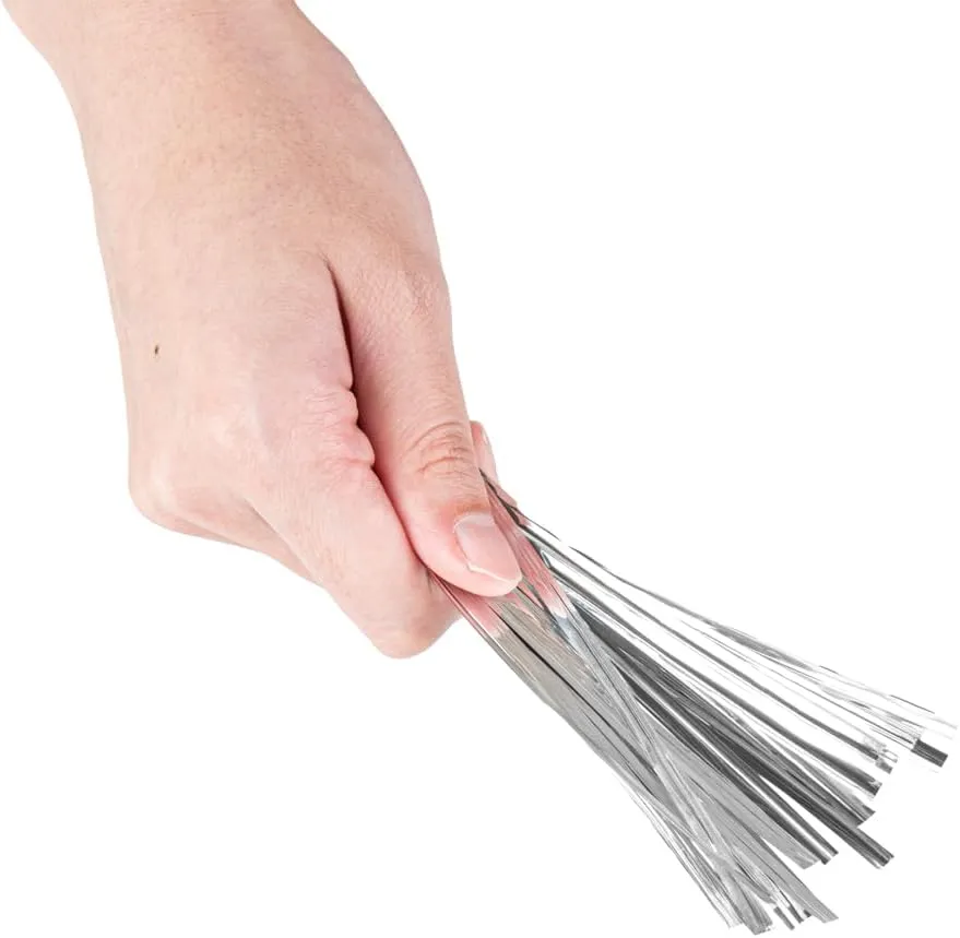 Restaurantware Bag Tek 4 Inch Twist Ties For Treat Bags 500 Durable Coffee Bag Ties - Flexible Metal Wire Inside Silver Plastic Bag Twist Ties Won't Break Or Snap For Bread Bags Or Snack Bags